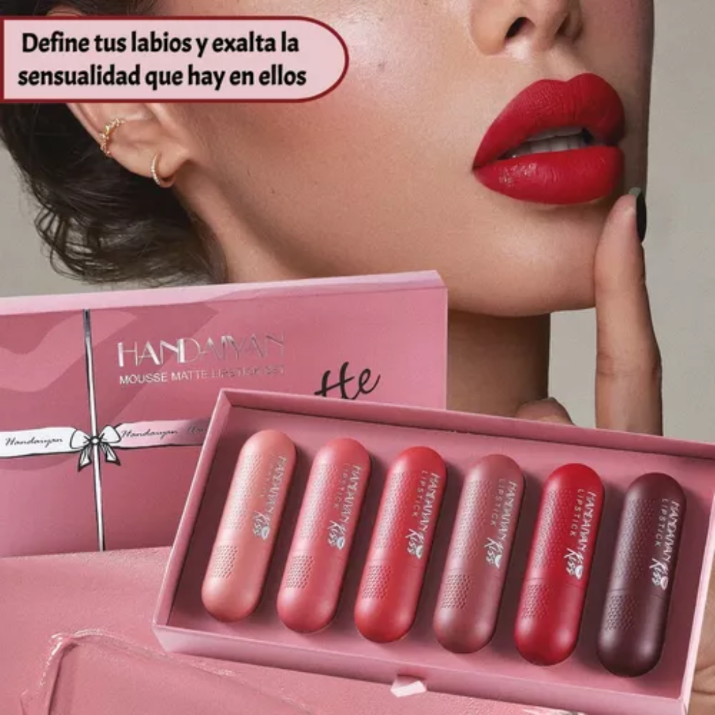 SET X6 UNIDADES LABIALES MATTE EN BARRA HANDAYAN