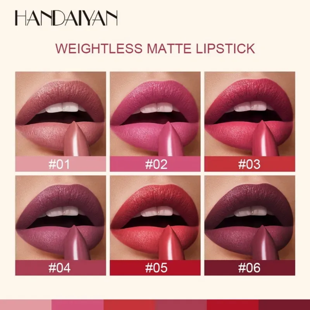 SET X6 UNIDADES LABIALES MATTE EN BARRA HANDAYAN